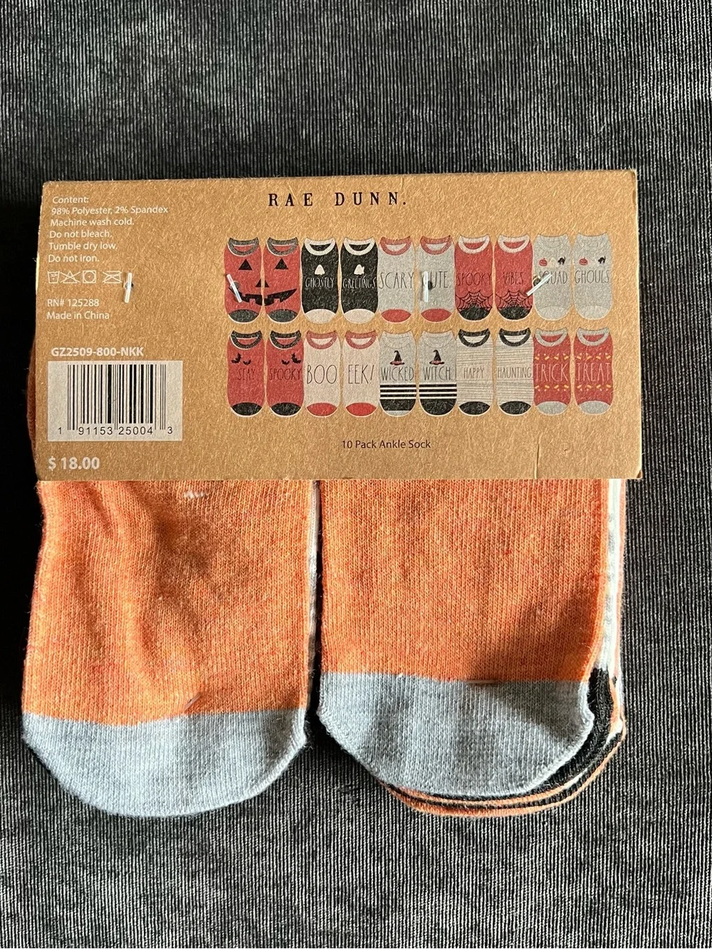 NWT Rae Dunn Kids Halloween Ankle Socks 10 Pack Size S/M